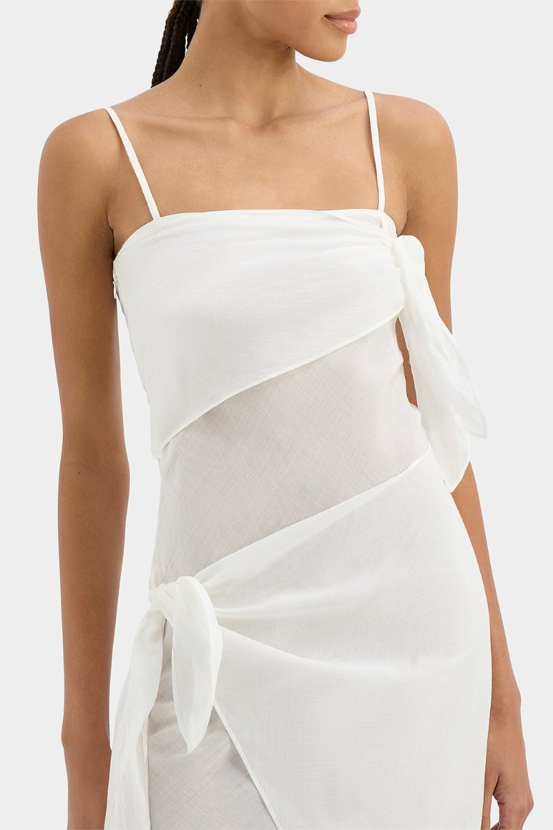 ROSALIA WRAP MIDI-IVORY Midi Dress SIR.