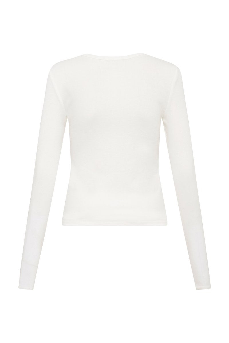 ORGANIC COTTON LONG SLEEVE TOP-WHITE Tops ST AGNI