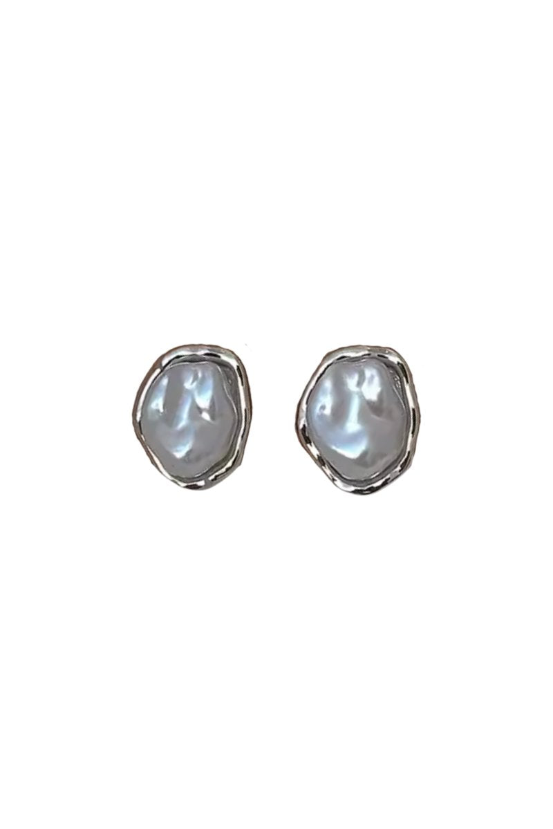 AURORA PEARL STUDS-SILVER Earrings F&D