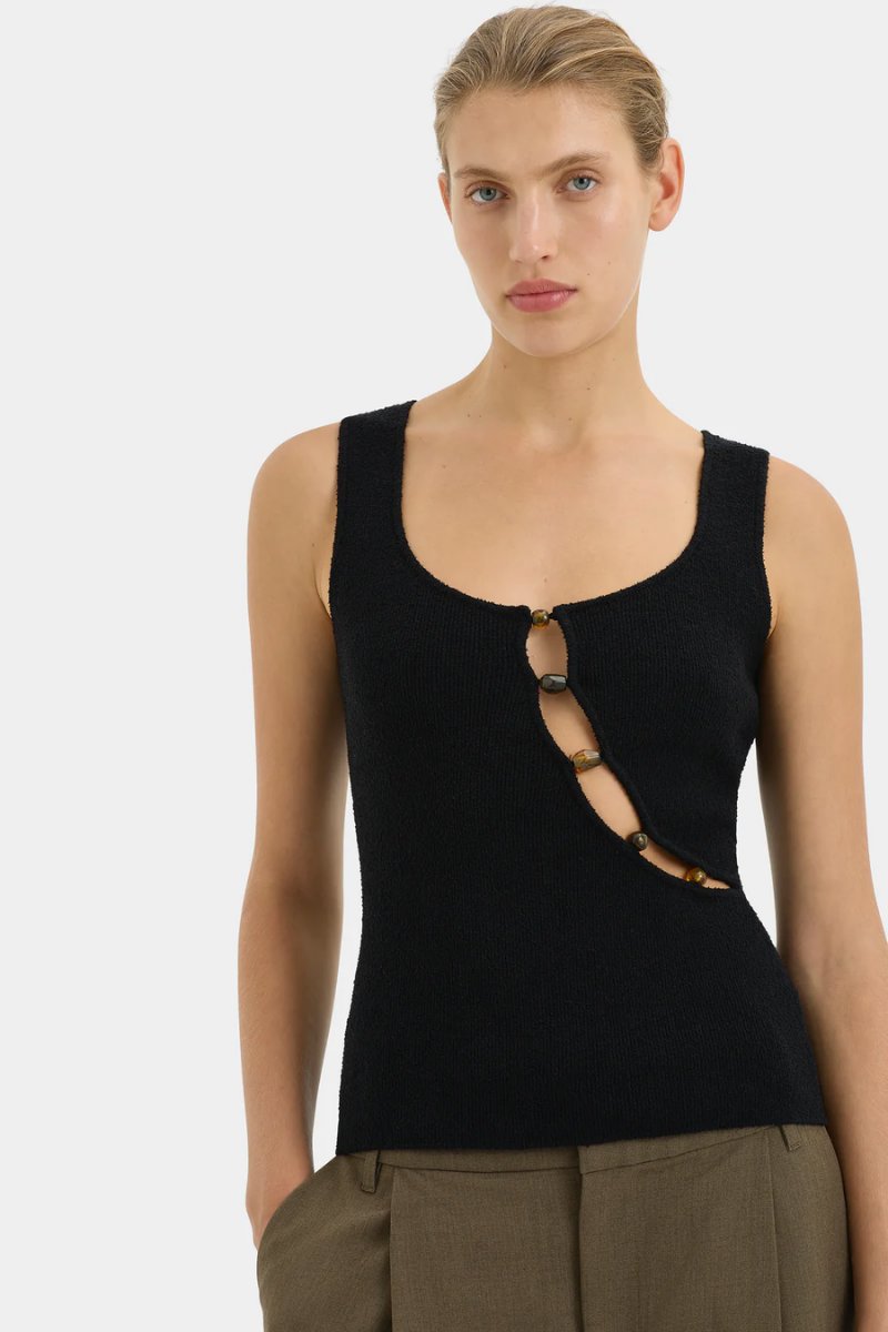CHIARA BEADED TANK-BLACK Tops SIR.
