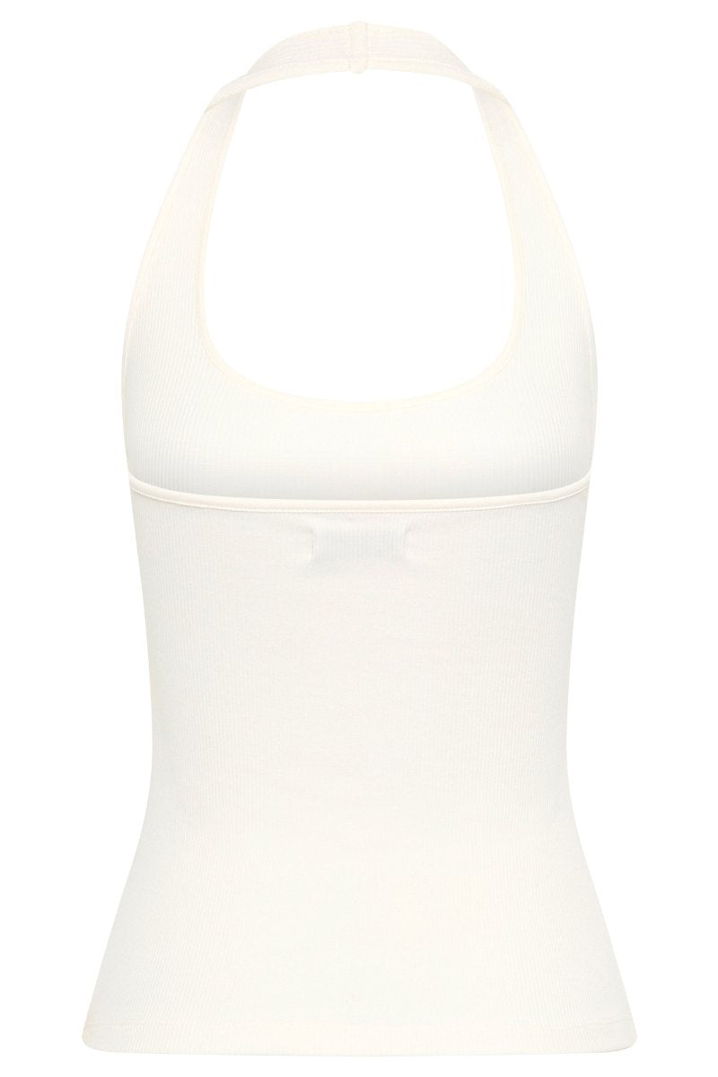 RIB HALTER TOP-WHITE Tops ST AGNI
