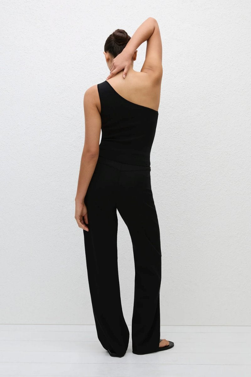 ASYMMETRIC KNIT TANK-BLACK Tops Matteau