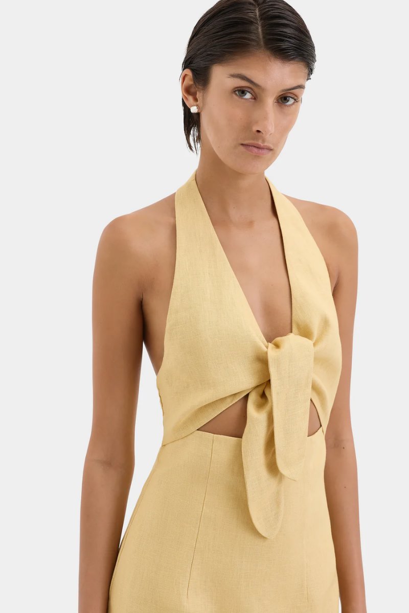 CARLOTTA TIE MIDI DRESS-RAFFIA Midi Dress SIR.