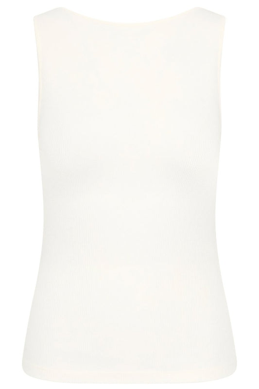 RIB BATEAU CUT OUT TOP-WHITE Tops ST AGNI 