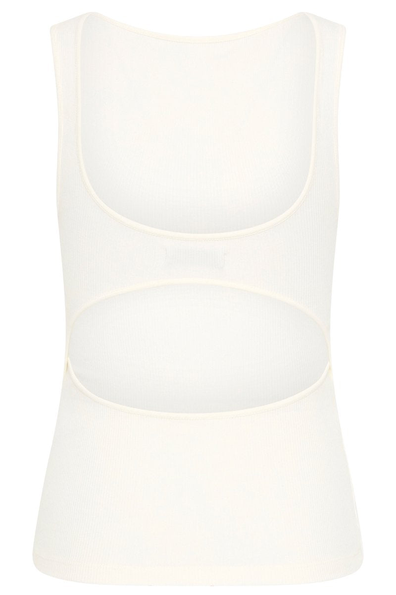 RIB BATEAU CUT OUT TOP-WHITE Tops ST AGNI 