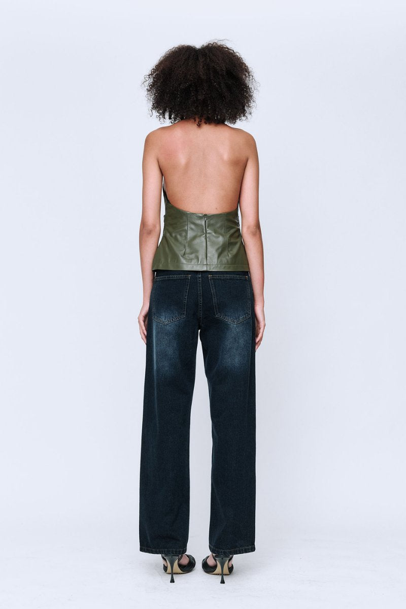 MAX LEATHER TOP-KHAKI Tops Wynn Hamlyn 
