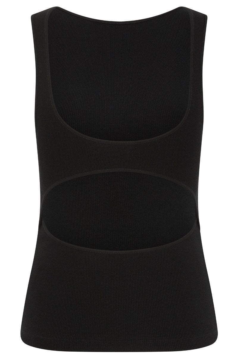 RIB BATEAU CUT OUT TOP-BLACK Tops ST AGNI 