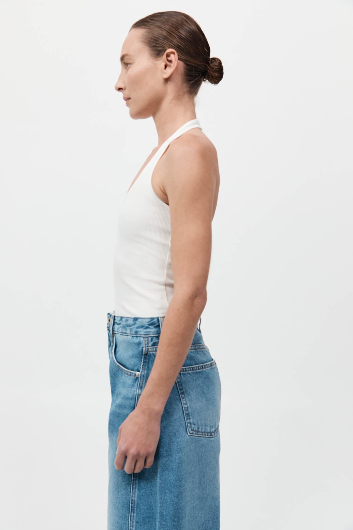 RIB HALTER TOP-WHITE Tops ST AGNI 