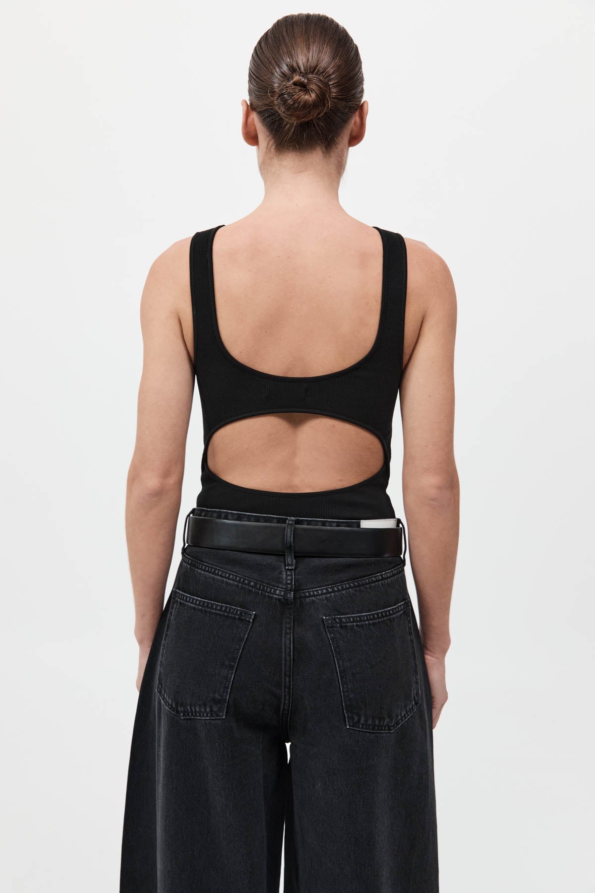 RIB BATEAU CUT OUT TOP-BLACK Tops ST AGNI 