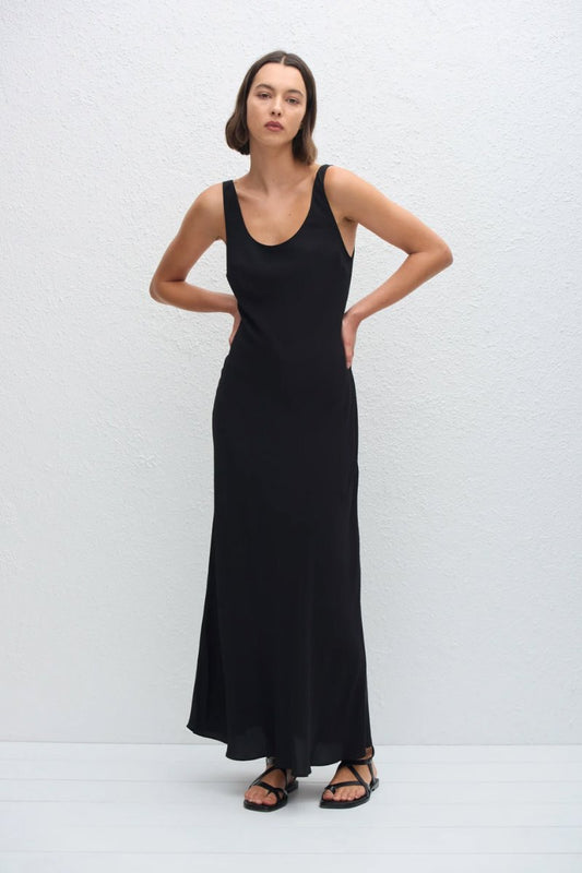 BIAS TANK DRESS-BLACK Maxi Dress Matteau 