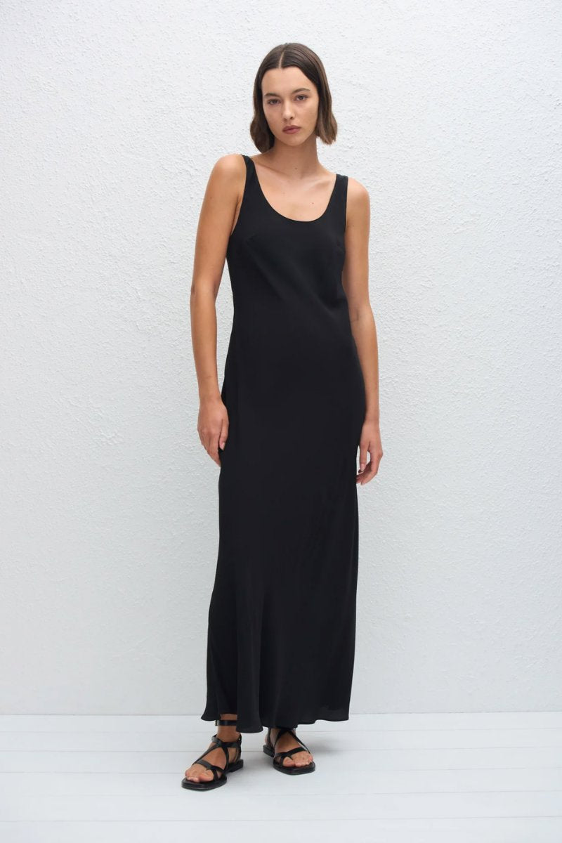 BIAS TANK DRESS-BLACK Maxi Dress Matteau 