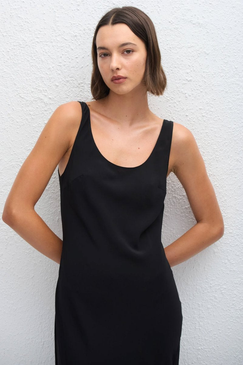 BIAS TANK DRESS-BLACK Maxi Dress Matteau 