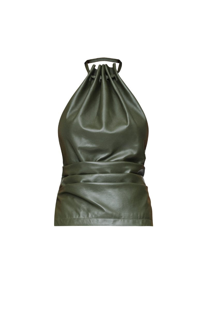 MAX LEATHER TOP-KHAKI Tops Wynn Hamlyn 