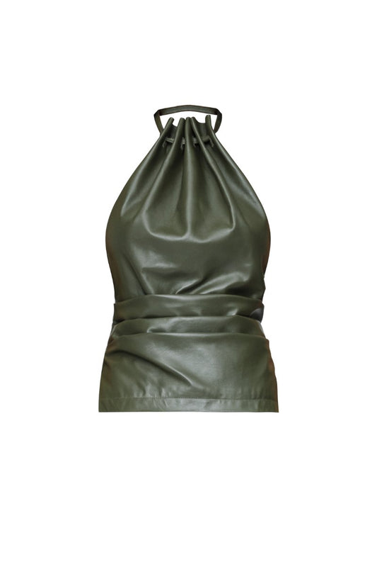 MAX LEATHER TOP-KHAKI Tops Wynn Hamlyn 