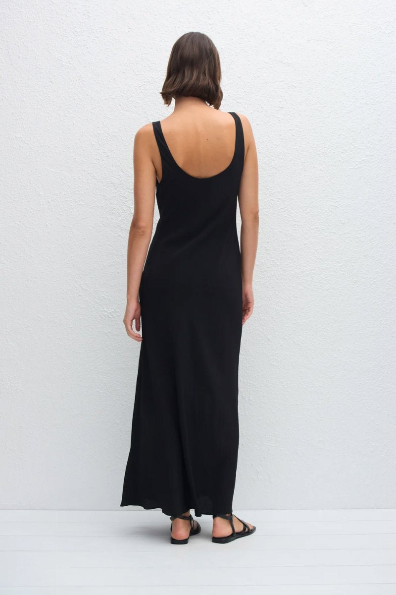 BIAS TANK DRESS-BLACK Maxi Dress Matteau 
