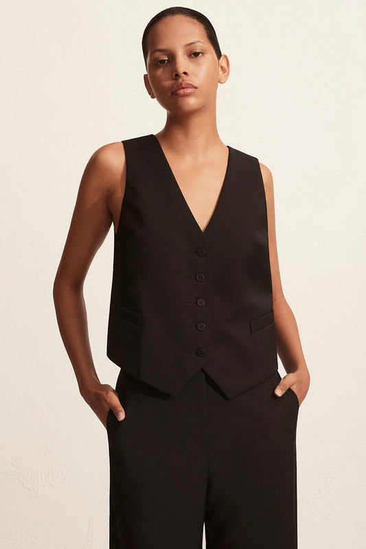 TAILORED WAISTCOAT-BLACK Tops Matteau 1 Black 