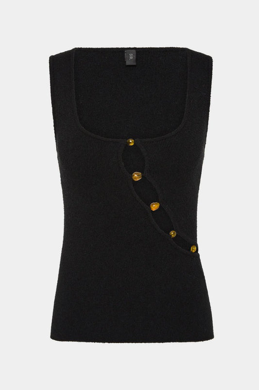 CHIARA BEADED TANK-BLACK Tops SIR. 