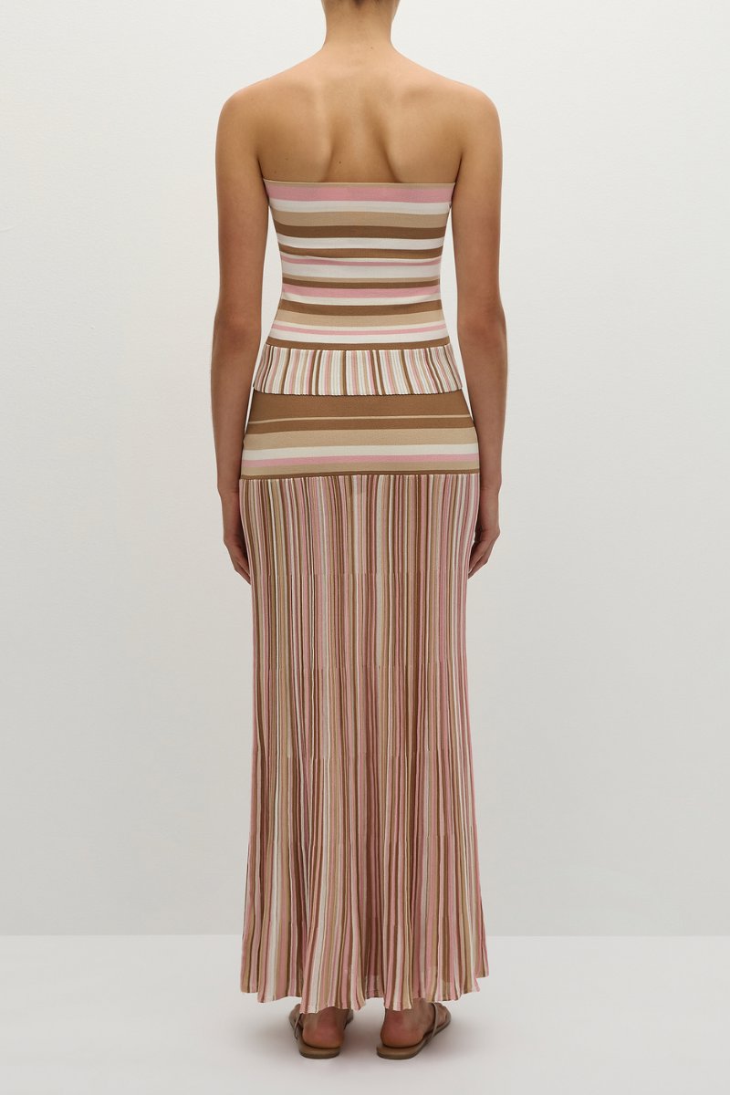 CITARA STRAPLESS TOP-PUCE SEPIA STRIPE Tops Faithfull the Brand 