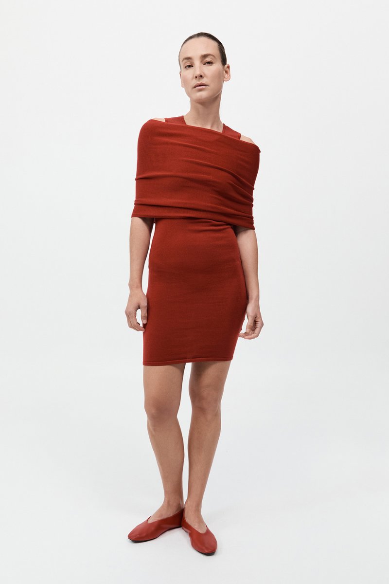DETACHABLE LAYER KNIT DRESS-ROSSO Mini Dress ST AGNI 