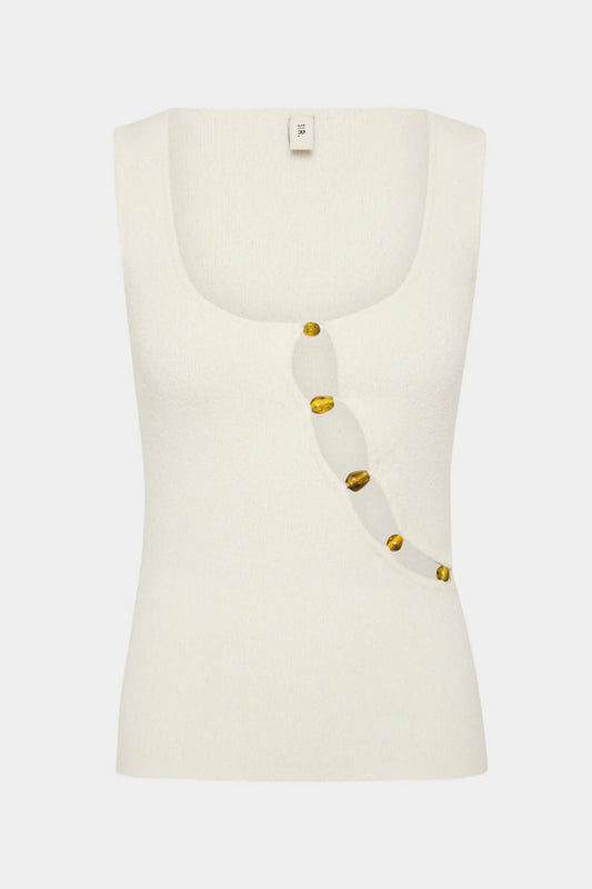 CHIARA BEADED TANK-IVORY Tops SIR. 