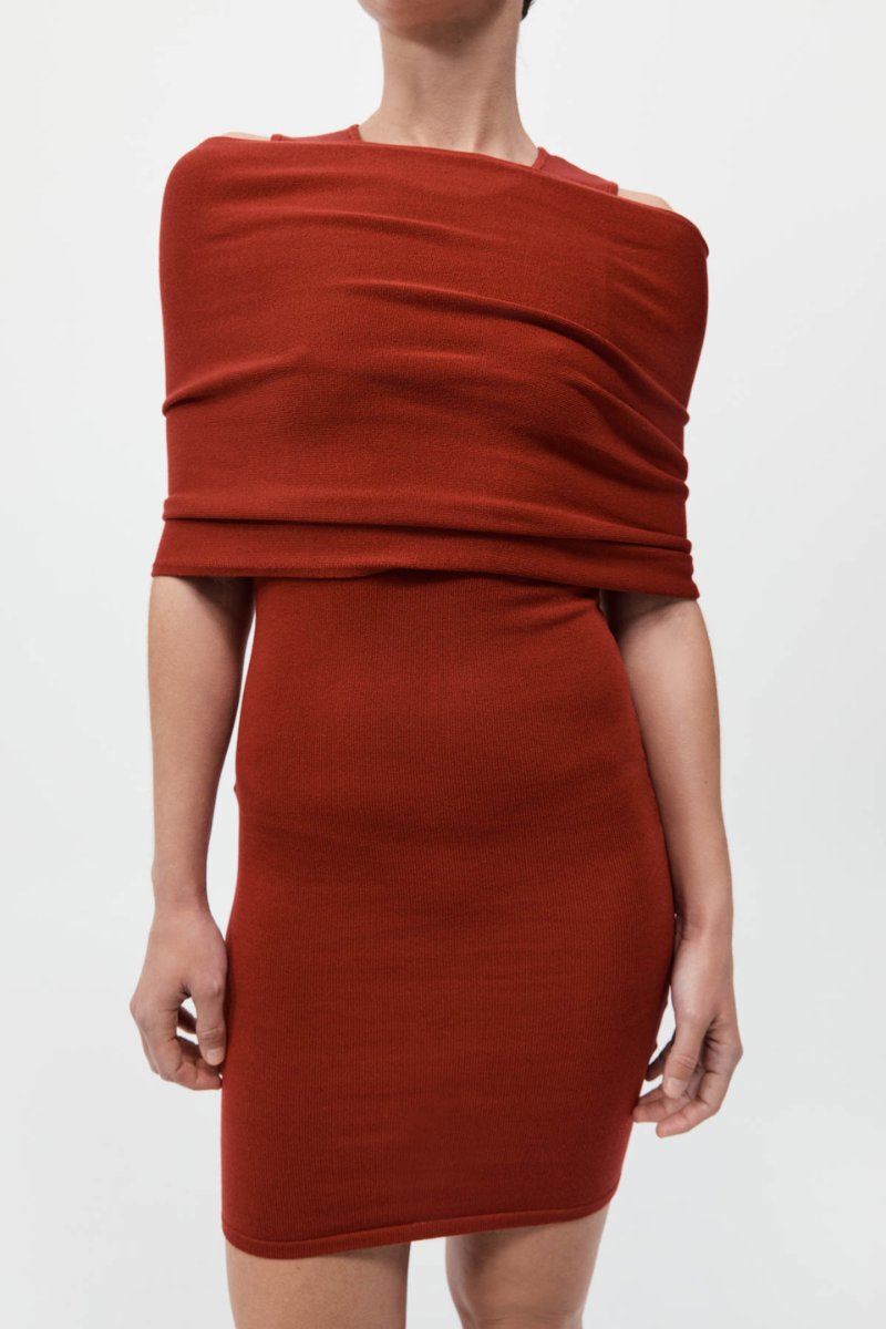 DETACHABLE LAYER KNIT DRESS-ROSSO Mini Dress ST AGNI 