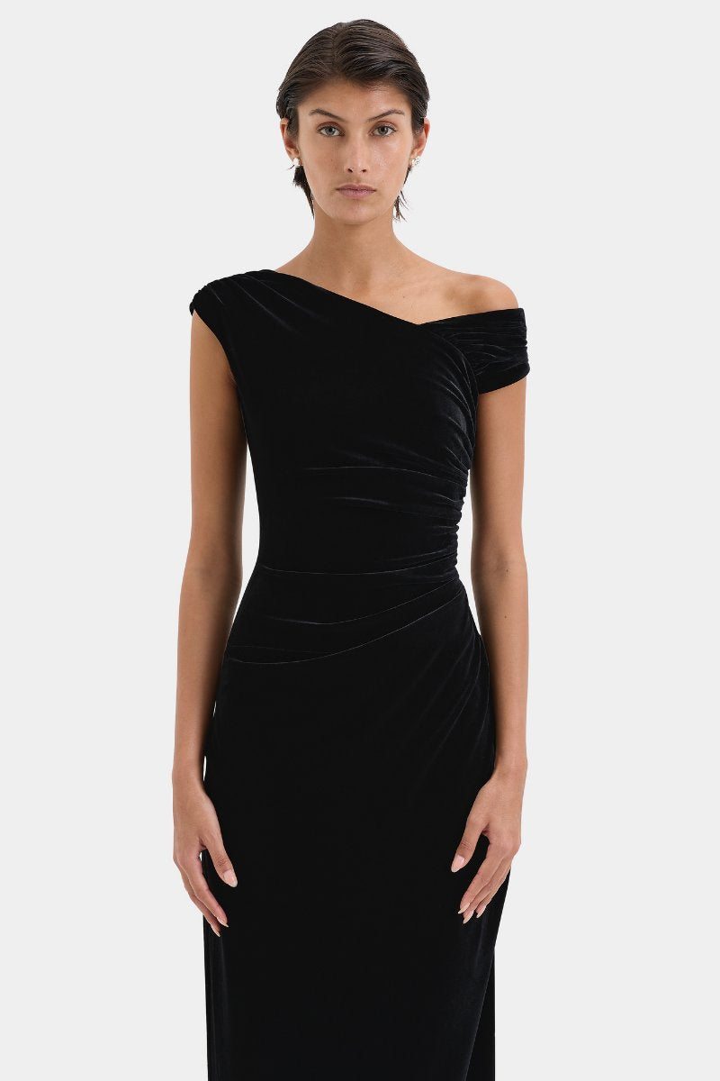 ETTORE GOWN-BLACK Midi Dress SIR. 