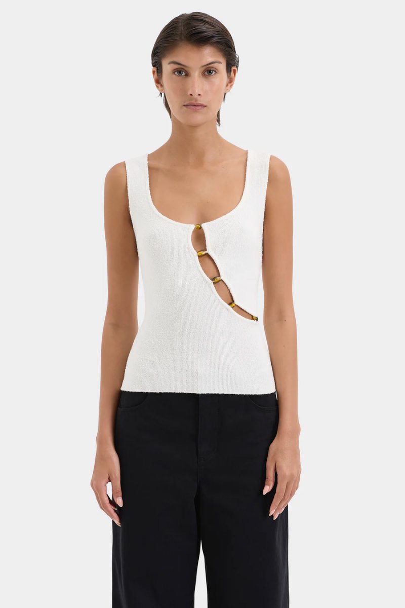 CHIARA BEADED TANK-IVORY Tops SIR. 