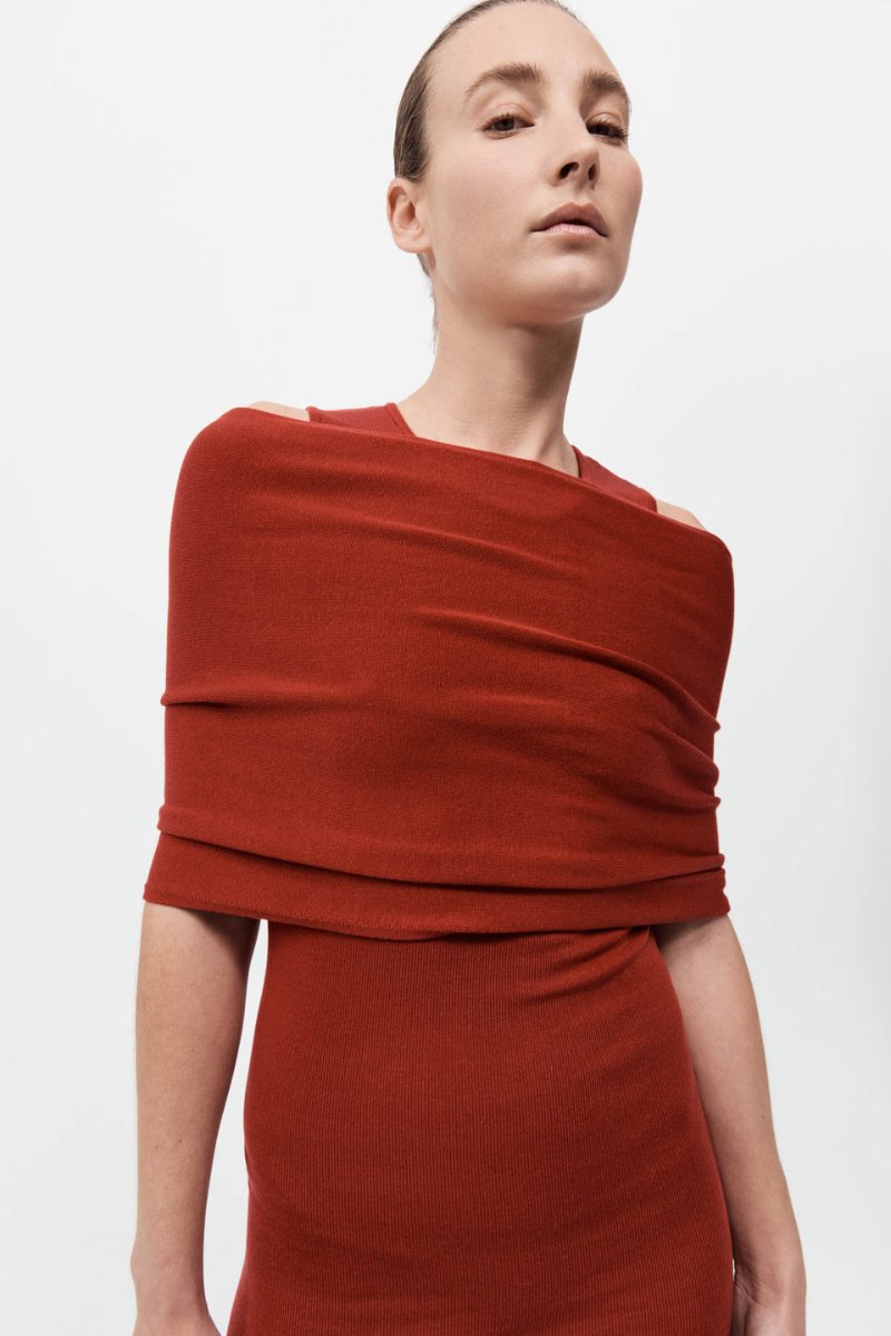 DETACHABLE LAYER KNIT DRESS-ROSSO Mini Dress ST AGNI 