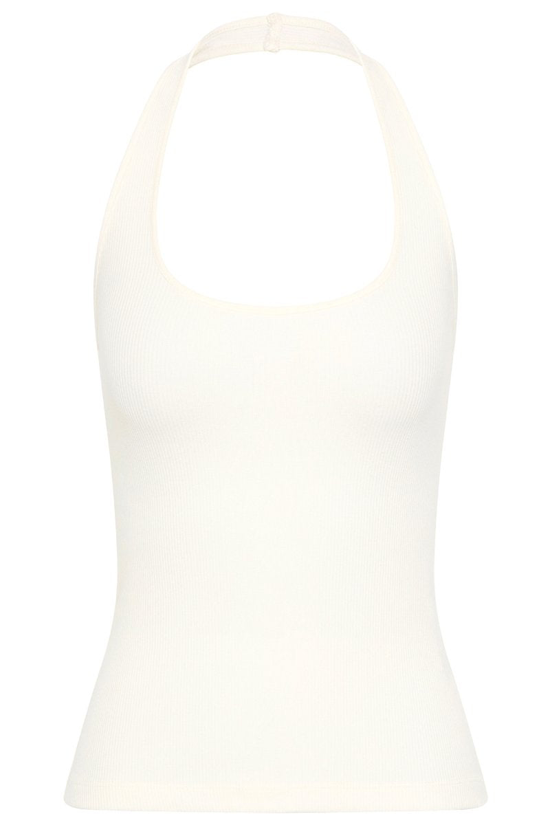 RIB HALTER TOP-WHITE Tops ST AGNI 
