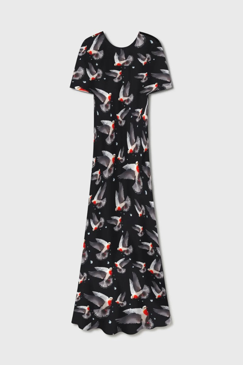 SHORT SLEEVE BIAS DRESS-BLEEDING DOVE Maxi Dress Silk Laundry 