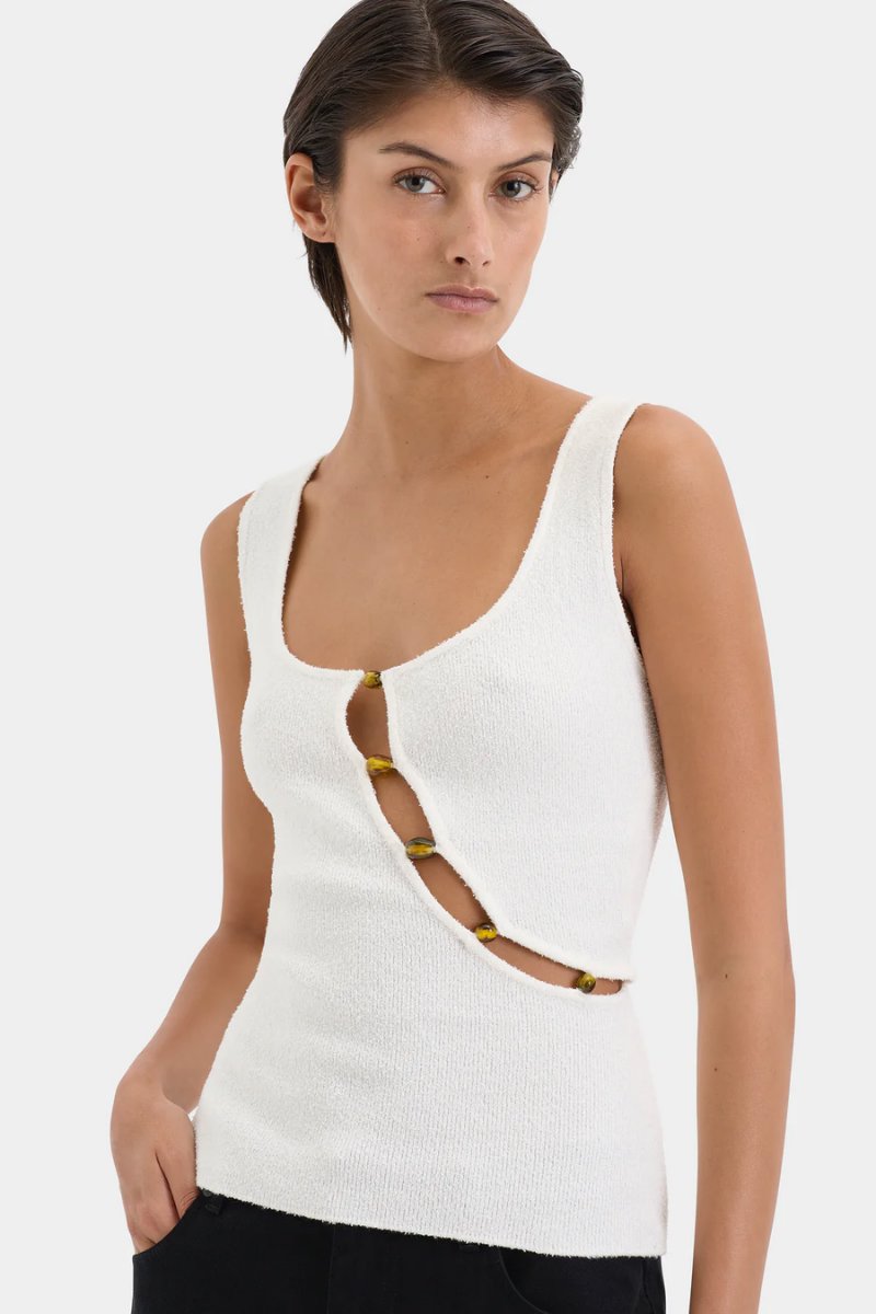 CHIARA BEADED TANK-IVORY Tops SIR. 