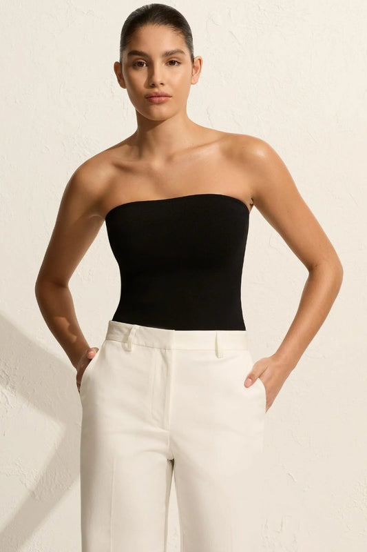 STRAPLESS KNIT TOP-BLACK Knitwear Matteau 