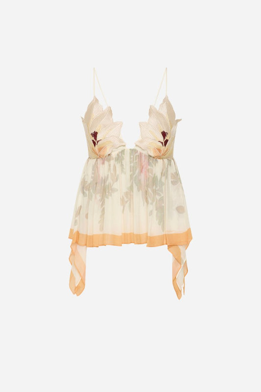 PROMISES FLOWER BUST CAMI-GARDENIA Tops ANTIPODEAN 