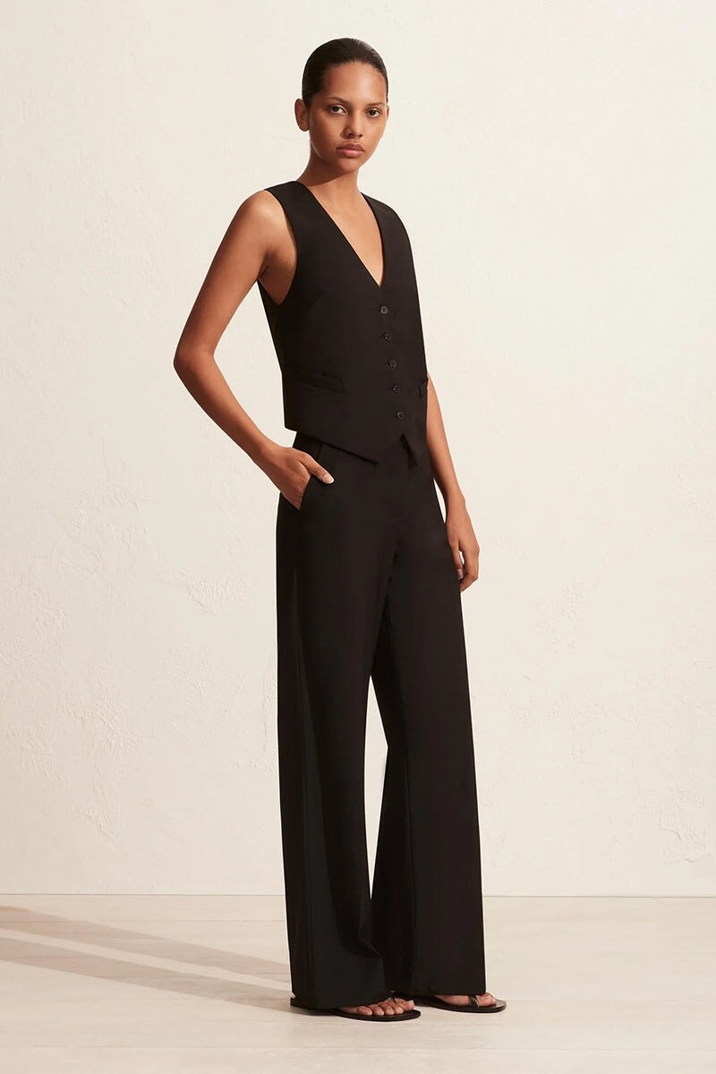 TAILORED WAISTCOAT-BLACK Tops Matteau 