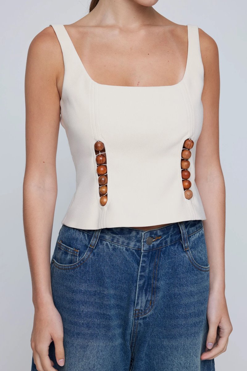 FREDDIE BEAD BODICE-IVORY Tops Wynn Hamlyn 