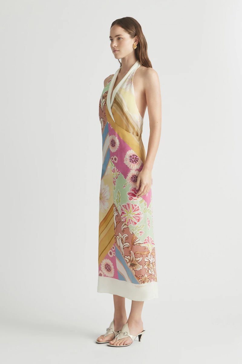 HALTER TIE GOWN-KALEIDOSCOPE Midi Dress ANTIPODEAN 