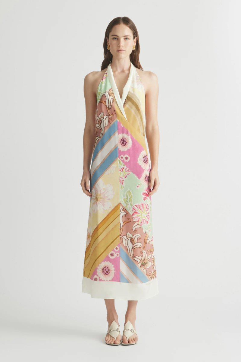 HALTER TIE GOWN-KALEIDOSCOPE Midi Dress ANTIPODEAN 