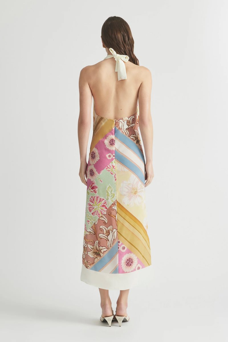 HALTER TIE GOWN-KALEIDOSCOPE Midi Dress ANTIPODEAN 