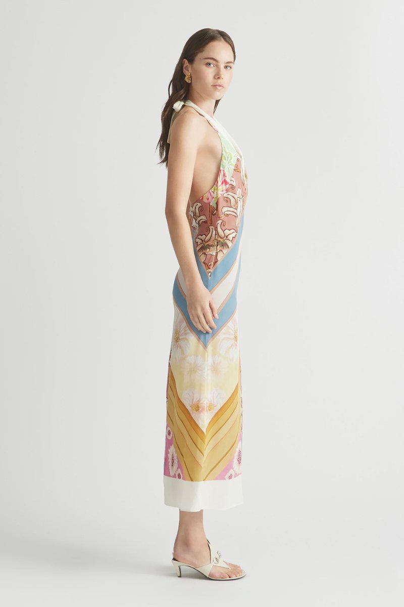 HALTER TIE GOWN-KALEIDOSCOPE Midi Dress ANTIPODEAN 