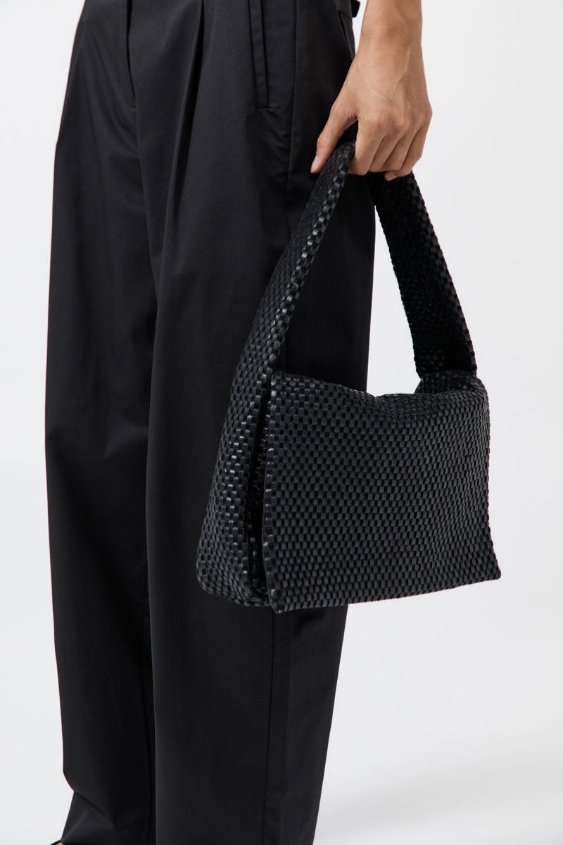 LATTICE EVERYDAY SATCHEL-BLACK Handbags ST AGNI 