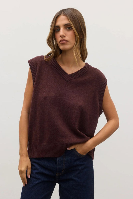 EMBER KNIT VEST-PLUM Knitwear Bayse 