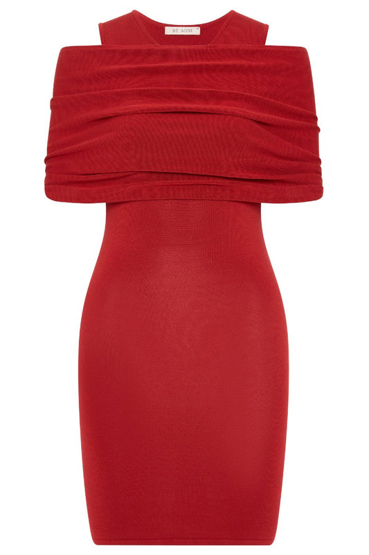 DETACHABLE LAYER KNIT DRESS-ROSSO Mini Dress ST AGNI 