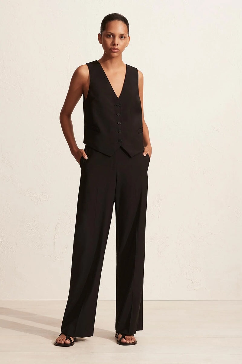 TAILORED WAISTCOAT-BLACK Tops Matteau 