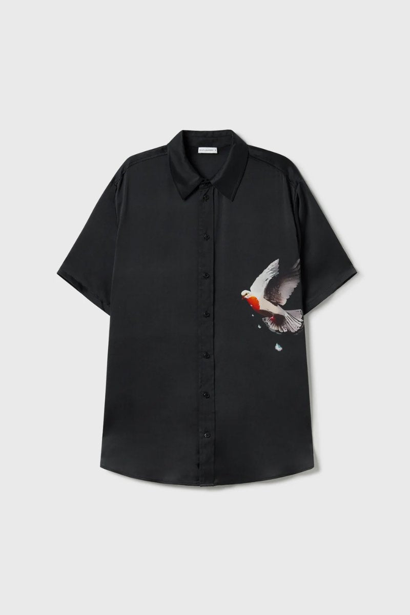 SHORT SLEEVE BOYFRIEND SHIRT-BLEEDING DOVE Tops Silk Laundry 