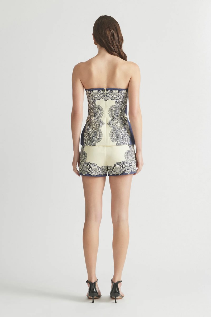 SCULPTRUAL BANDEAU TOP-STEEL BLUE Tops ANTIPODEAN 