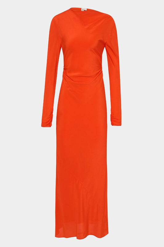 FRESCA GATHERED MIDI DRESS-TANGERINE Midi Dress SIR. 