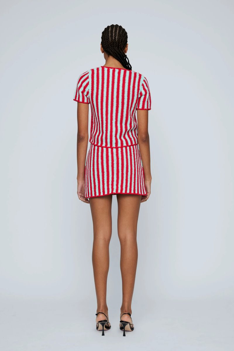 ZIG ZAG CROCHET SKIRT-HONEYDEW/RED Skirts Wynn Hamlyn 