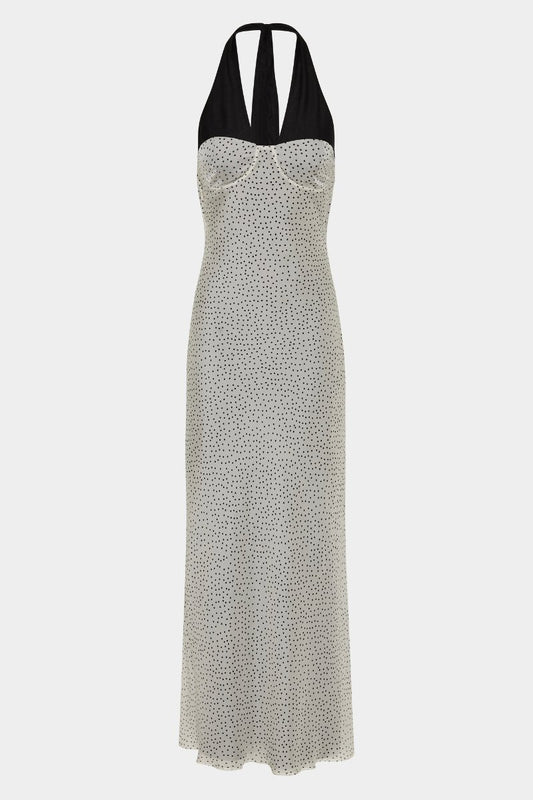 LISANDER HALTER MIDI DRESS-POLKA DOT BIANCA Midi Dress SIR. 