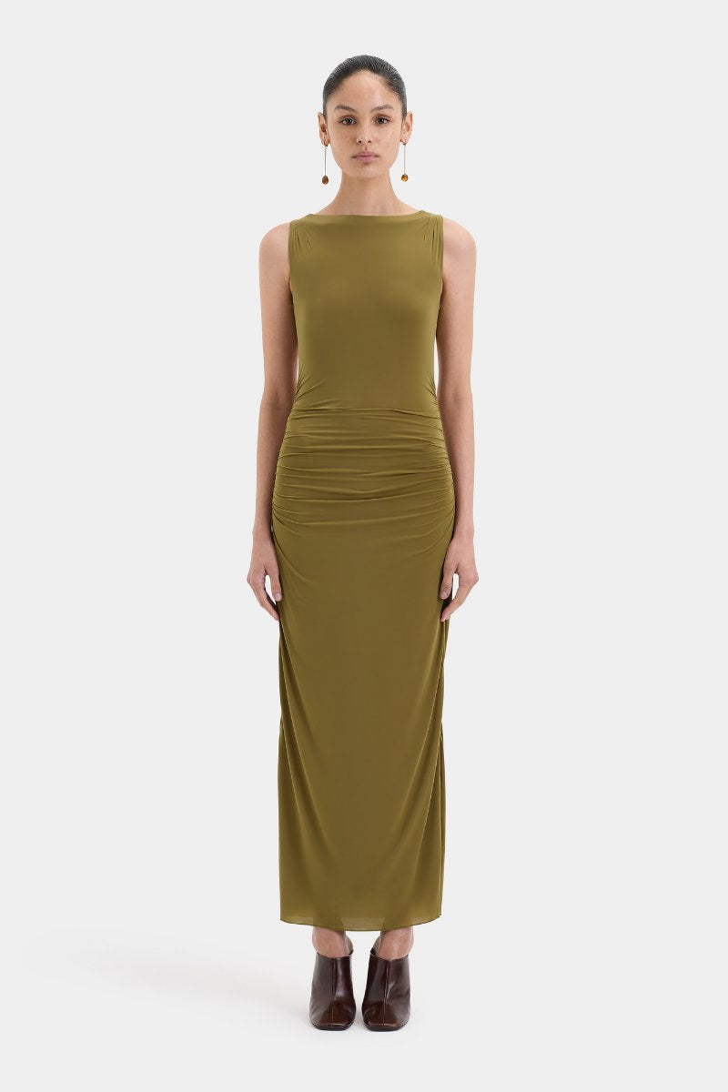 CASCINA TWIST MIDI DRESS-OLIVE Midi Dress SIR. 