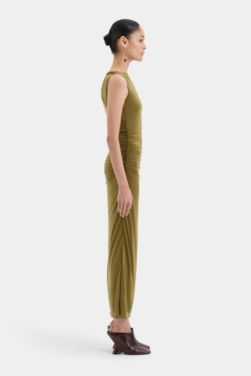 CASCINA TWIST MIDI DRESS-OLIVE Midi Dress SIR. 